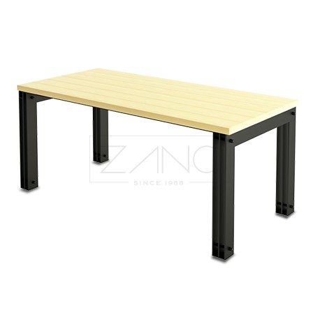 Moderner Tisch aus Stahlblech und Holz