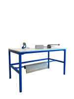 GEWA Packtisch L1600 x B800 x H850 mm pulverbeschichtet Arbeitsplattengr&ouml;&szlig;e 1600 x 800 mm mit Melaminharz beschichtet Tischh&ouml;he 850 mm Tischbelastung max. 100 kg