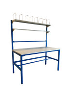 GEWA Packtisch L1600 x B800 x H850 mm pulverbeschichtet Arbeitsplattengr&ouml;&szlig;e 1600 x 800 mm mit Melaminharz beschichtet Tischh&ouml;he 850 mm Tischbelastung max. 100 kg
