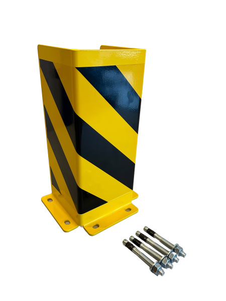 GEWA U-Schutzecken / Anfahrschutz H400 &times; B200 &times; D160 aus 5 mm Stahlblech f&uuml;r Innen und Au&szlig;enbereich gelb mit schwarzen Streifen inkl. 4 Schwerlastanker