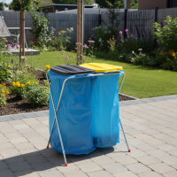 GEWA Abfallsammler 2 x 120l station&auml;r mit Deckeln schwarz und gelb