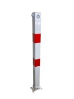 GEWA Absperrpfosten 70x70mm wei&szlig;-rot umlegbar zum Einbetonieren  inkl. Dreikantschl&uuml;ssel