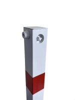 GEWA Absperrpfosten 70x70 mm wei&szlig;-rot umlegbar zum Aufd&uuml;beln inkl. Dreikantschl&uuml;ssel