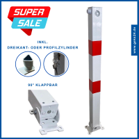 GEWA Absperrpfosten 70 x 70 mm wei&szlig;-rot umlegbar...