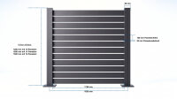 GEWA Aluminium Zaunfeld H1200 x B1830 mm Anthrazit mit 100 mm Paneelen und 20 mm Paneelenspalt