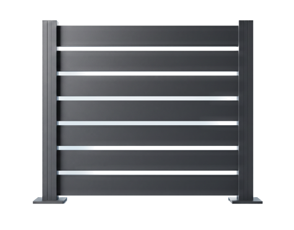 GEWA Aluminium Zaunfeld H1680 x B1830 mm Anthrazit mit 100 mm Paneelen und 20 mm Paneelenspalt
