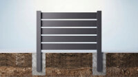 GEWA Aluminium Zaunfeld H1680 x B1830 mm Anthrazit mit 100 mm Paneelen und 20 mm Paneelenspalt