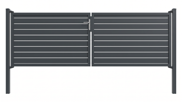 GEWA Aluminium Tor Pforte Doppeltor Gartentor Alu 3500 mm breit 1200-1900 mm hoch Anthrazit RAL7016