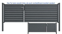 GEWA Aluminium Tor Pforte Doppeltor unsymmetrisch Gartentor Alu 3000 mm breit 1200-1900 mm hoch Anthrazit RAL7016