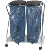 GEWA Abfallsammler 2 x 120l fahrbar mit 2 schwarzen Deckeln