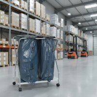 GEWA Abfallsammler 2 x 120l fahrbar mit 2 schwarzen Deckeln